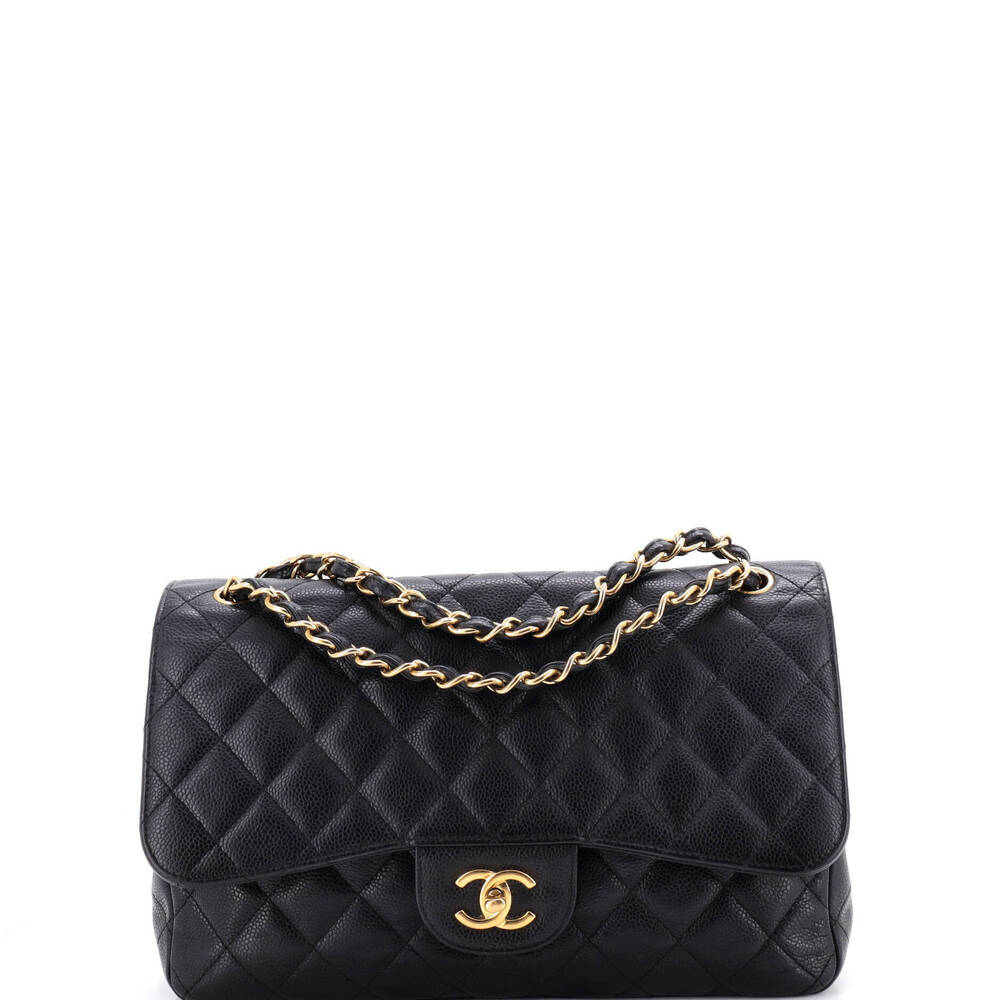 Chanel Jumbo Classic Double Flap Bag Quilted Caviar
